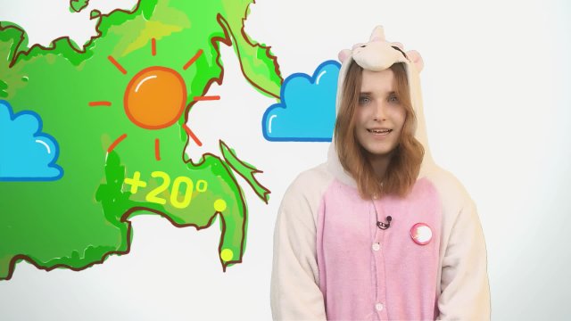 Лена рассказывает о погоде в телестудии «О!» на фестивале «Политех»
