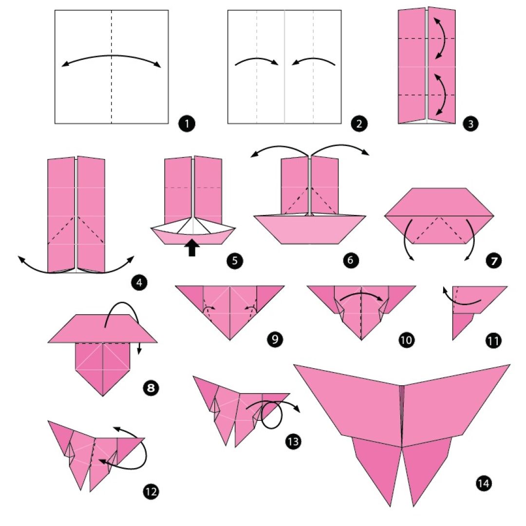 Бабочка оригами схема простая